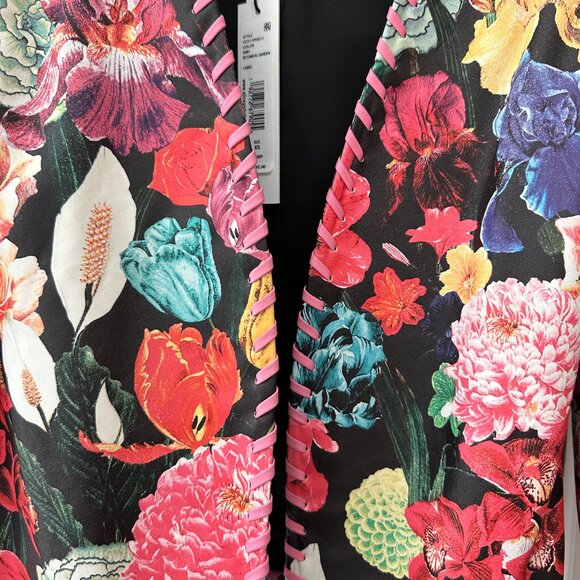 alice + olivia Zeta Whip Stitch Collar Cropped Leather Box Jacket - Picture 5 of 8